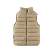 Chaleco acolchado de plumas para niños y niñas, sin mangas, cortavientos, plegable, cálido para invierno, color caqui, 3-4 años.