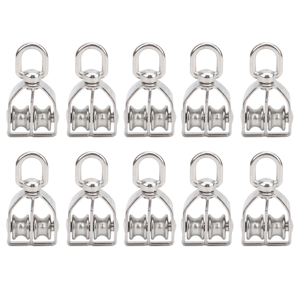 Crane Swivel Hook Wire Rope Double Pulley Block Stainless Steel Corrosion Resistant360degree Rotation Heavy Duty Smooth Roller For Outdoor 9175034317101