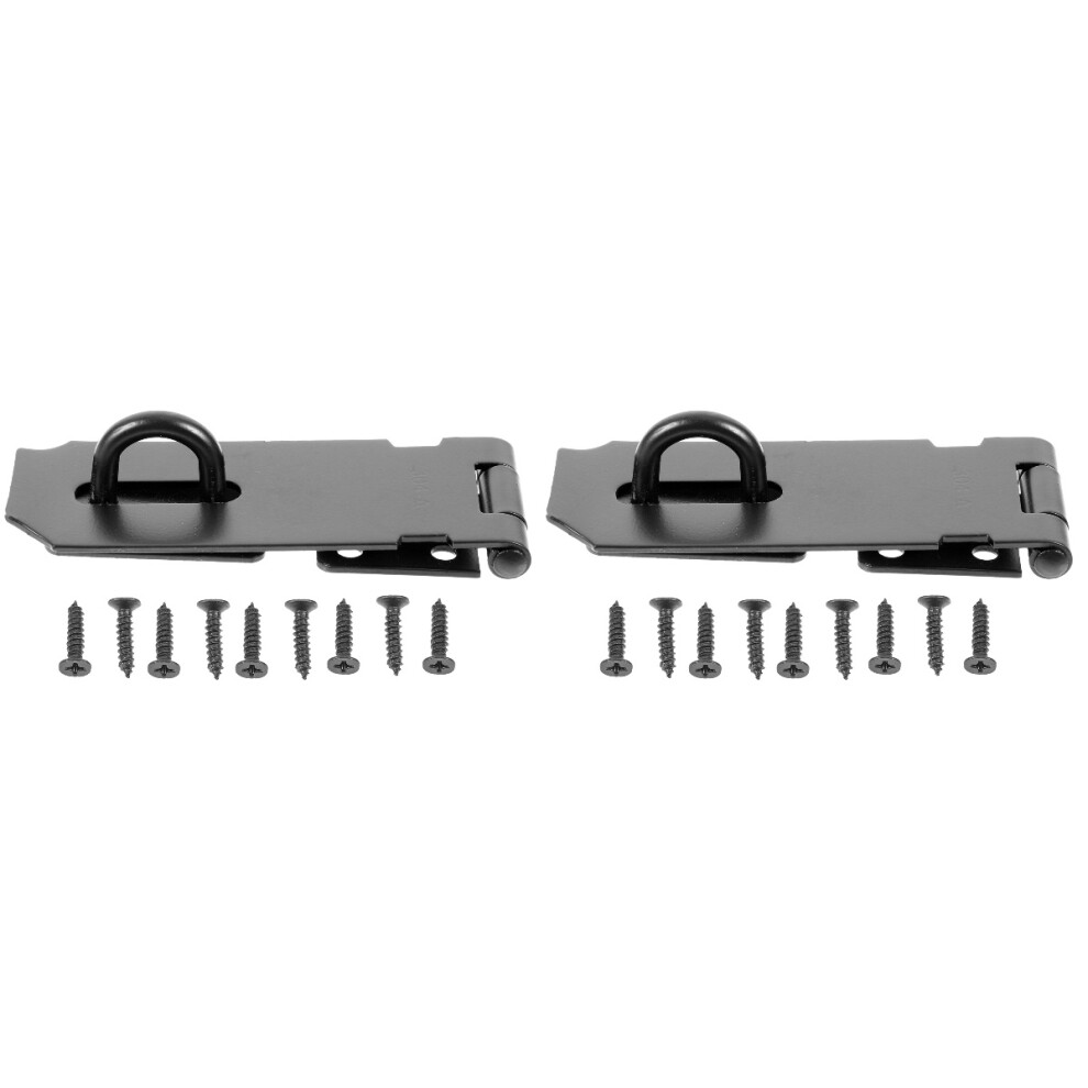 2Sets Compact Wear-Resistant Door Lock Black Multi-Purpose Hasp 3711399404405