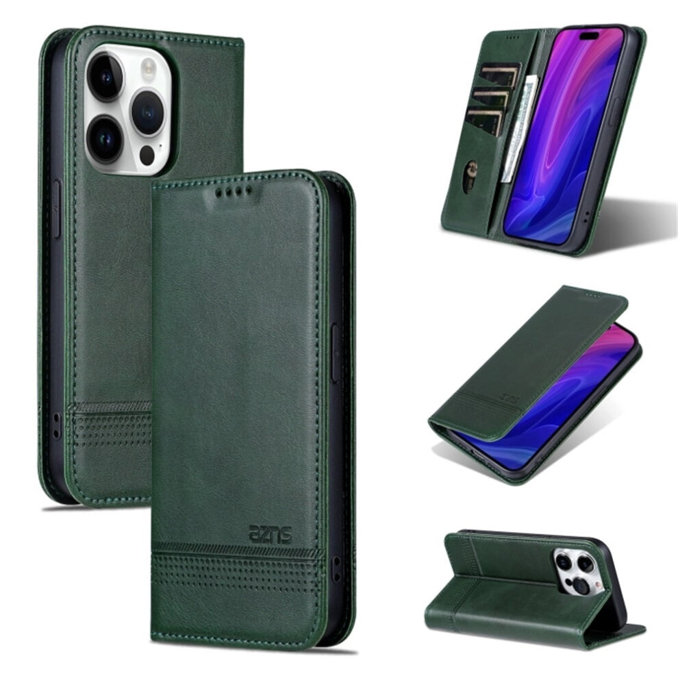 Pu Leather Wallet Case For Iphone 16 Pro Max Green 939152615940