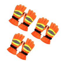 3Pairs Orange Full Finger Skid-Proof Outdoor Gloves for Cold Weather