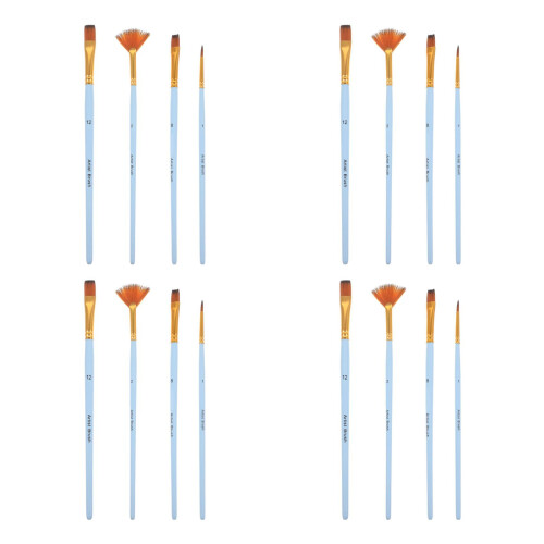 16Pcs Multi-Function Paint Brushes for -Blue Durable Craft Set