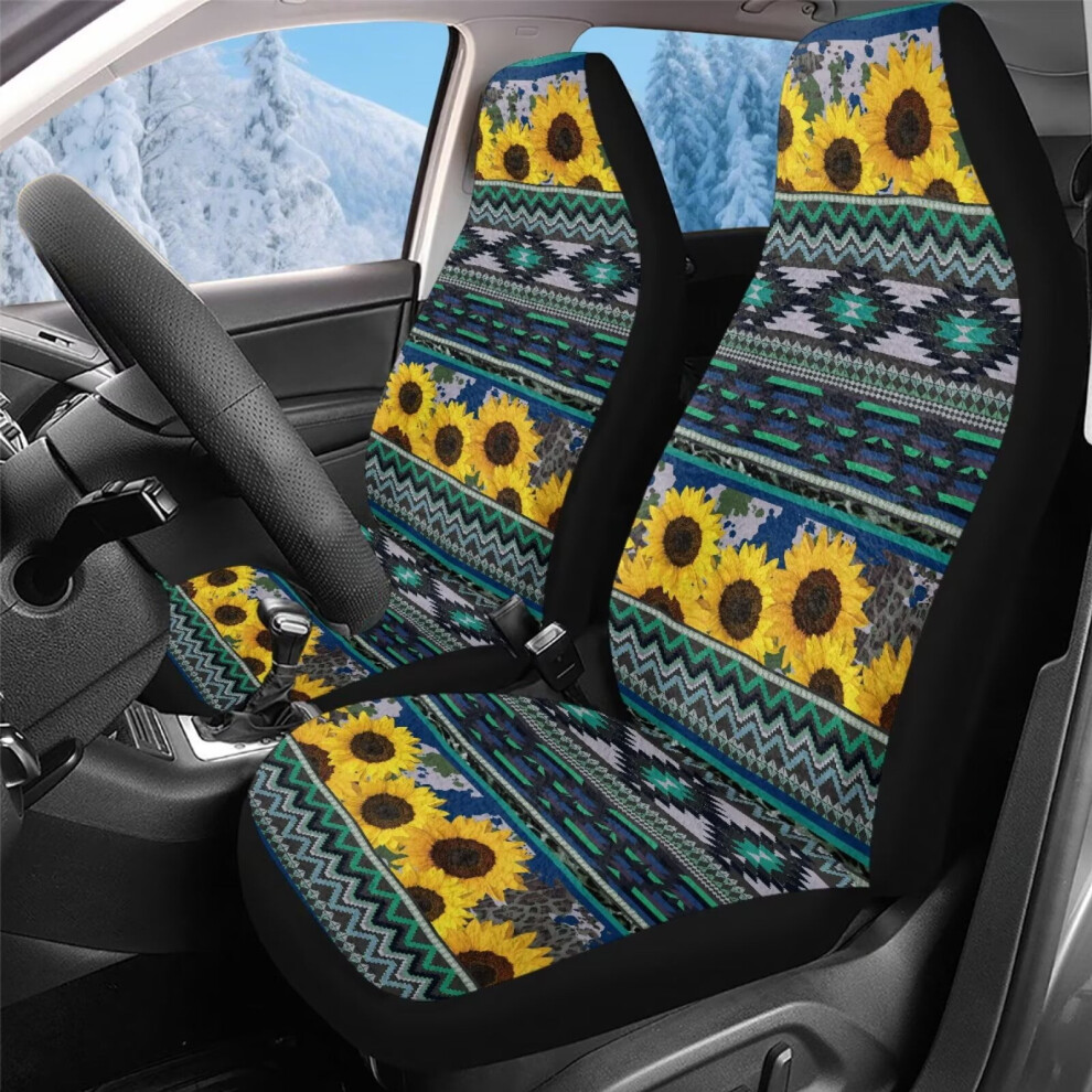Sunflower Western Aztec Car Seat Covers, High-Back Universal Fit, 2-Piece Front Set, Compatible With Most Cars Coral 9405492324190
