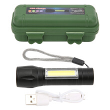 Lanterna de emergência LED de alto brilho, recarregável via USB, tática, à prova d'água, com zoom e foco ajustável, mini lanterna para uso