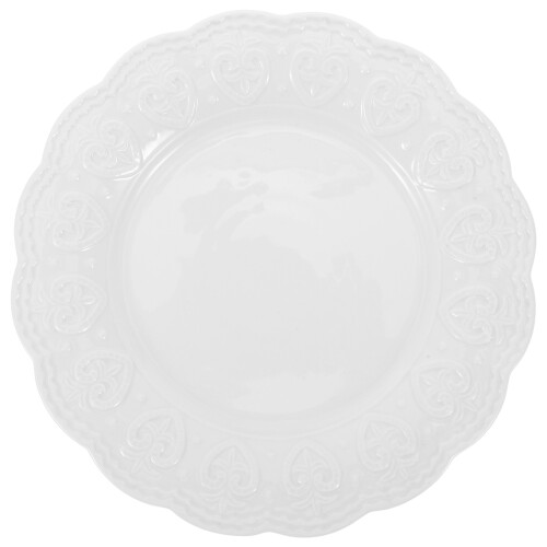 2Pcs Ceramic White Round Serving Platters Decorative Snack Cake Plates 1