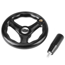 Volante preto para máquina-ferramenta, manivela redonda de 3 raios com cabo removível, volante para torno com isolamento reforçado e fácil