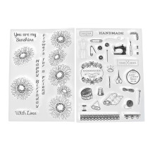 Craft Ink Pad Compatible Transparent Stamps With Durable Silicone Material, Flower Wreath Lace Design Reusable Clear Stamps For Holiday Card Making