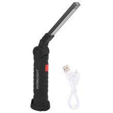 Durable LED Work Light with Rechargeable Battery Magnetic Rotating Flashlight for Automotive Camping Emergency Use Anti-Slip Foldable Design