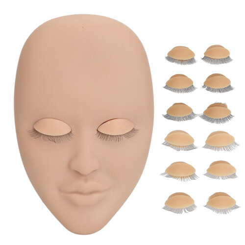 Eyelash Extension Practice Mannequin Head with 6 Replacement Eyelids 2