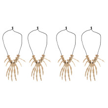 4Pcs Light Yellow Resin Halloween Skull Necklace Creepy Clavicle Chain