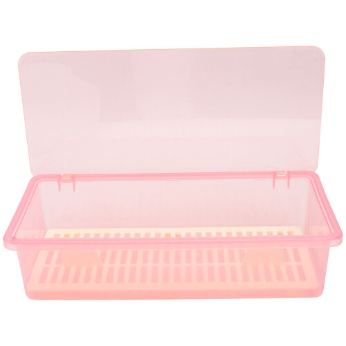 2Pcs Pink Kitchen Chopstick Holder with Transparent Lid Drain Design 2
