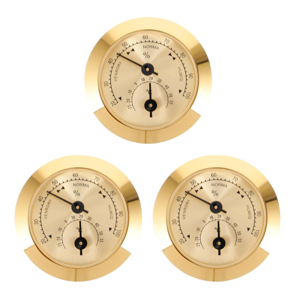 3Pcs Acoustic Guitar Hygrometer Moisture Meter Zinc Alloy Golden Style 3711318895734