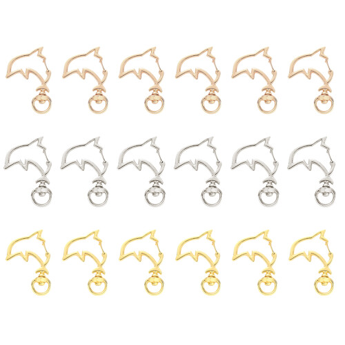 90Pcs Zinc Alloy Dolphin Clasps DIY Key Ring Making Assorted Colors 1