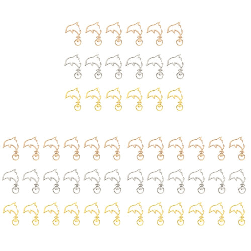 90Pcs Zinc Alloy Dolphin Clasps DIY Key Ring Making Assorted Colors 2