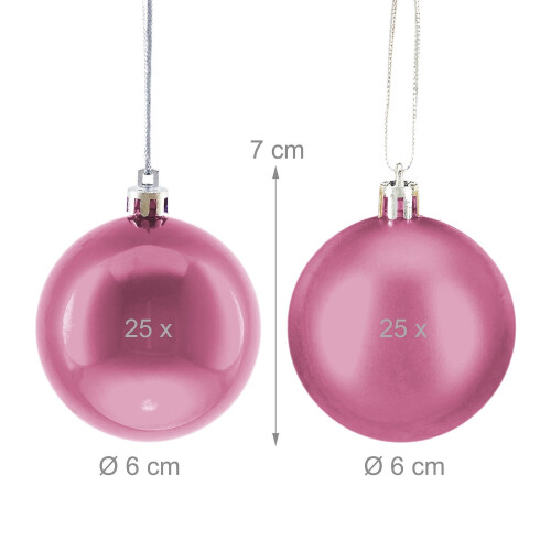Christmas Tree Baubles Set, Matte & Glossy Finish, 50-Pack 2