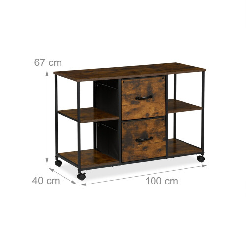 File Cabinet with 2 Drawers & Shelves, Mobile 2