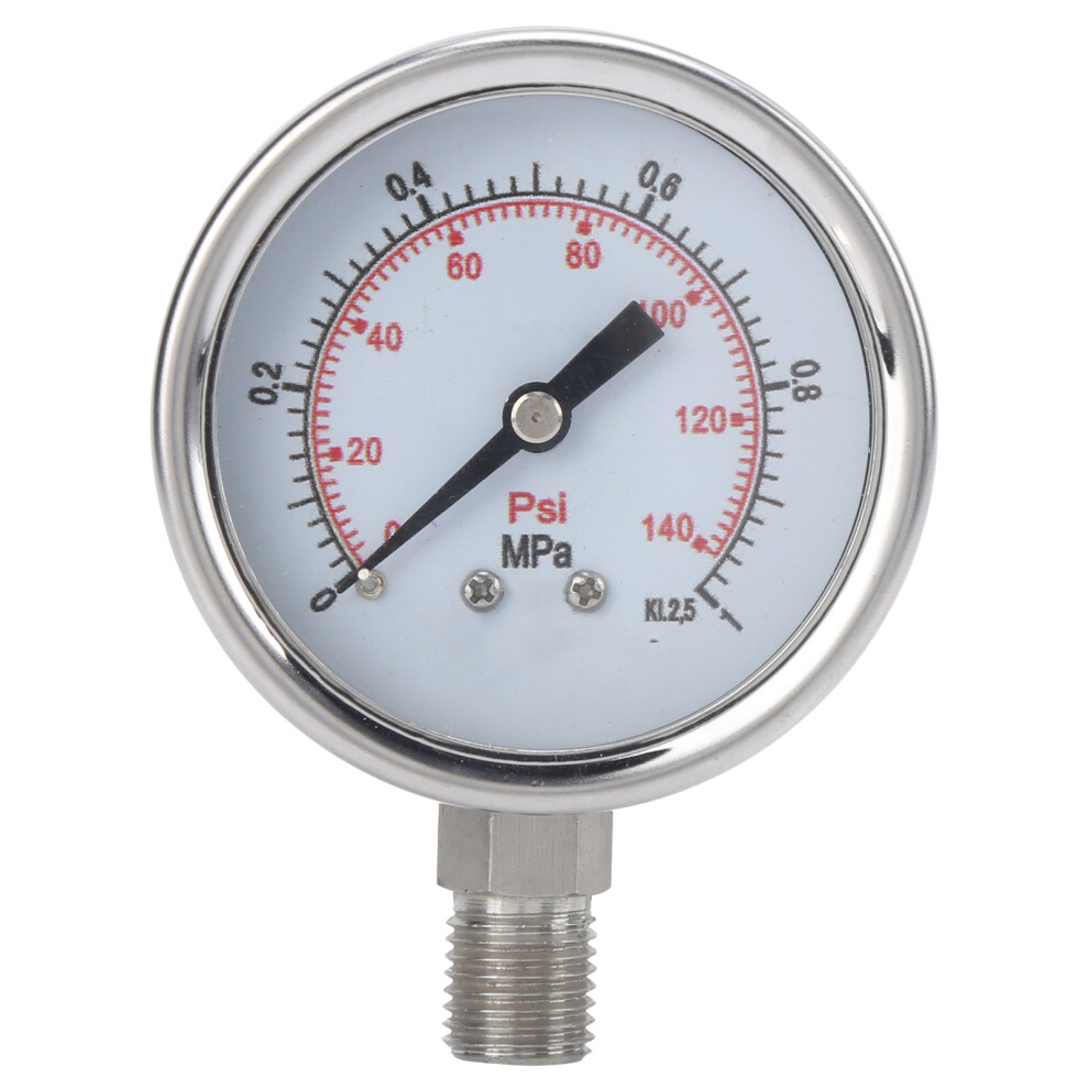 Lower Mount Pressure Gauge Glycerin Filled Stainless Steel Case Dial Display Npt Male Thread0-1.0Mpa For Air Conditioning Pneumatic Heating 9049227902354