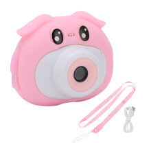 Mini-videocameraatje voor peuters in de vorm van een varkentje met antisliphandgreep, 16 filters en 27 stickers, het beste cadeau voor meisjes en