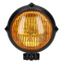 Super Bright LED Motorcycle Headlight Shockproof Universal Fitment Glass Lens Metal Shell Adjustable Beams Retro Design High Performance Vintage