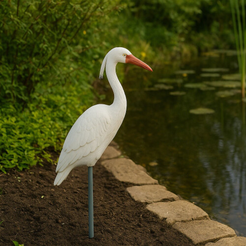 Heron Decoy for Dambeskyttelse - Hvid, holdbar plast 1