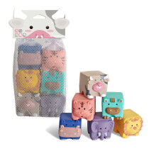 Blocos de Estimulação Sensorial para Bebês, com Texturas de Animais e Números. Blocos de Construção Macios com Sons de Apito. Brinquedo