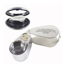 Kompakte Schmucklupe mit UV- und LED-Beleuchtung, 40-facher Vergrößerung, Vollmetall-Optikglas-Klapplupe, ideal zum Mitnehmen in der Tasche.