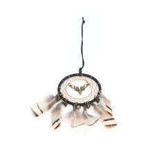 Symbols Dream Catcher Handmade For Wall And Car Decoration, Feathers And Wooden Beads Vintage Amulet Of Peace And Good Luck Rearview Mirror Dangle