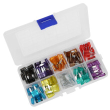 Collezione di mini fusibili per auto, codificati a colori per un rapido riconoscimento, in una robusta custodia, con protezione da cortocircuito e