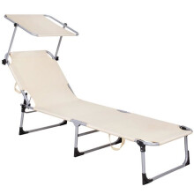 Lettino - SPRINGOS - Pieghevole con parasole - 188 x 57 cm - Metallo - 100% poliestere