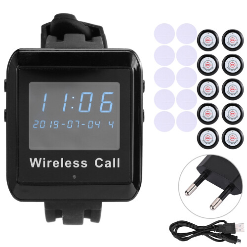 Rechargeable Lithium Battery Call System With Long Standby Time Big Screen Waterproof Call Button Wireless Calling System Encryption Function Easy To