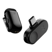 Wireless Lapel Microphone with Noise Cancellation App Setting for Audio Video Recording Type-C