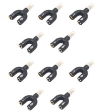 10pcs 3.5mm Headphone Jack Audio Splitter U Type Adapter Microphone and Audio 2-in-1 Swivel Connector Black