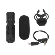 Mikrofon typu „shotgun” typu „plug and play”, nie wymaga baterii, łatwa konfiguracja do użytku z lustrzankami cyfrowymi i smartfonami,