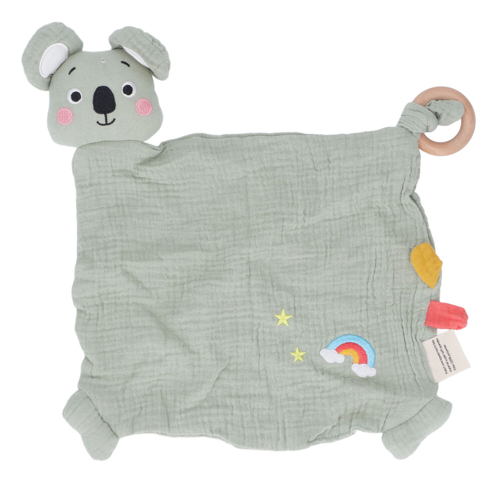 Plush Soft Cotton Baby Security Blanket, Cotton Muslin Lovey With Built In Teether And Bell, Cartoon Koala Shaped Infant Comforter For Emotional