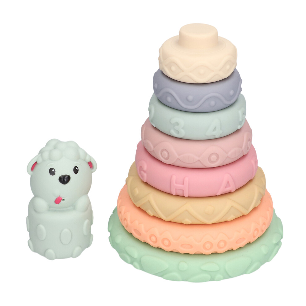 Early Educational Learning Stacking Tower for Toddlers, Soft Building Rings with Teethers, Designed to Improve Color Perception and Encourage