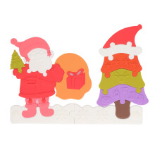 Holiday Cheer Baby Teething Ring, BPA Free Silicone Teether Easy to Clean, Festive Design for Christmas Presents for Babies and Stocking Stuffers