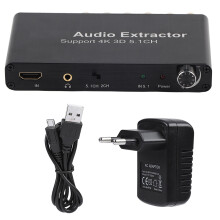 Digitálny na analógový audio prevodník, HDMI ARC adaptér, HDMI audio extraktor, 5.1-kanálový výstup, vzorkovacia frekvencia 192 kHz, široká