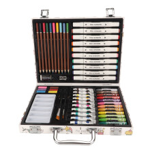 Colored Pencils Oil Pastels Watercolor Paints Art Supplies Kit with Double Tip Design Water Based Ink Color Number Identification Storage Case (53PCS)