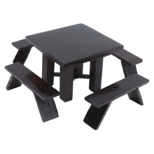 Miniature Adornment Realistic Design Elegant And Beautiful Miniature Dining Table Set Sturdy Wood Material Doll House Decoration