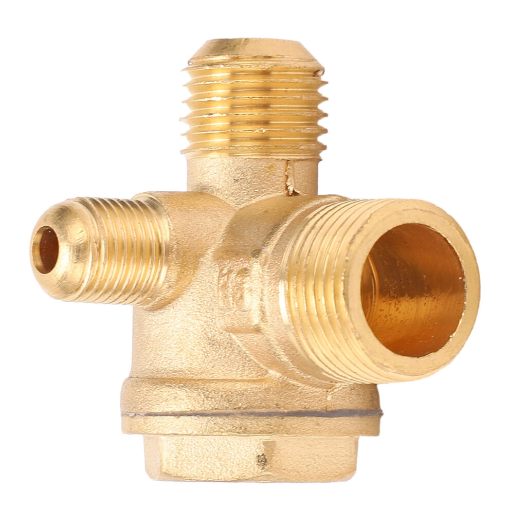 Long Lasting Air Compressor Check Valve Brass Male Threaded3-Way Connector Corrosion Resistance High Strength Replacement Part Compressive Strength 9028731902593