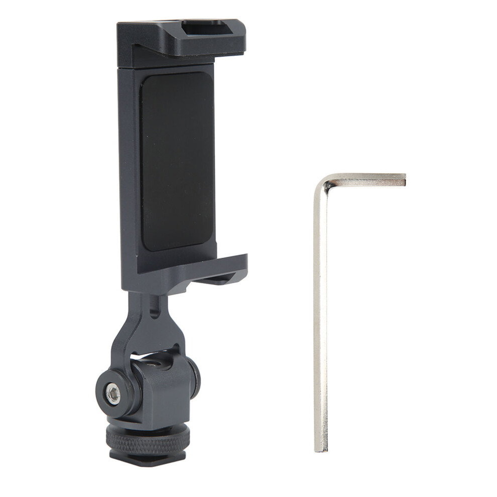 Adjustable Width Phone Holder With Cold Shoe Port And1/4" Tapped Holes, 360 Rotatable Tripod Mount For Versatile Smartphone Stabilization 9551475340562