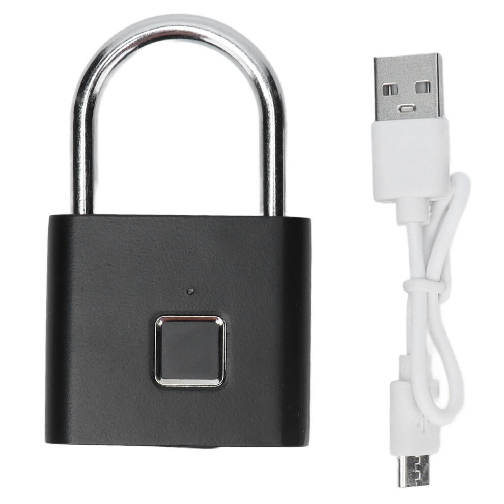Quick Unlock Fingerprint Padlock Usb Rechargeable Smart Padlock Keyless Biometric Technology Cut Resistant Anti-Theft Weatherproof Zinc Alloy Long 9448483723671