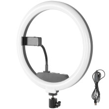 LED-ringlamp van 12 inch voor videoproductie - dimbare kleurtemperatuur en instelbare helderheid, USB-voeding en draagbaar ontwerp.