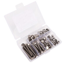 Kit assortimento di bulloni e dadi esagonali resistenti all'ossidazione per la produzione industriale e la lavorazione di precisione. Valigetta di