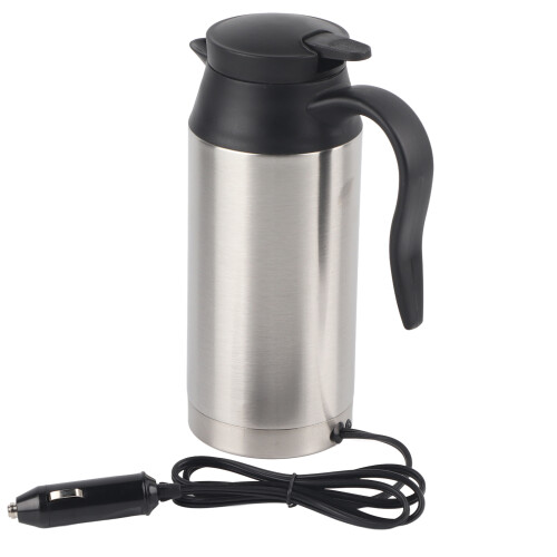 12V Electric Car Kettle Vacuum Insulation Technology Sealed Rubber Band Lid Digital LCD Temperature Display Automatic Heating Function Red Green
