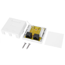 Shielded RJ45Surface Mount Box UL Listed, Dual Keystone Jack Insert Holder With Cable Strain Relief, Sturdy Construction Network Box For Home Office
