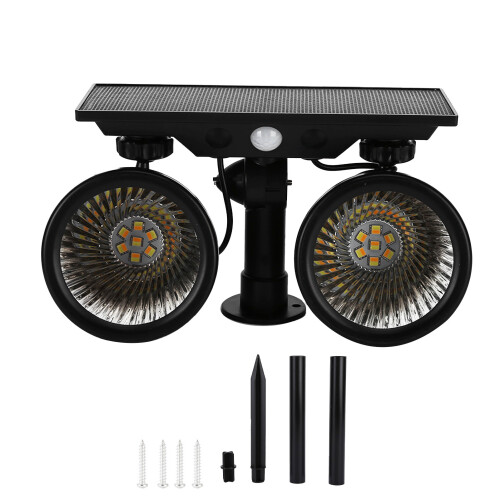 Adjustable Solar Spot Light, Motion Detection With Bright LED Illumination Solar Motion Sensor Waterproof Auto On Off High Efficiency Solar Panel