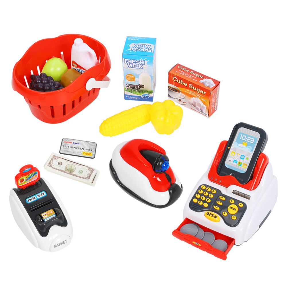 Learning Math Skills Cash Register Toy For Kids Featuring Real Calculator Play Food Working Scanner & Realistic Sound, Designed With Safety Materials