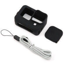 Lensdop voor GoPro Hero10, verlengde basisbevestiging compatibel met statief of verlengstang, opening voor de oplaadpoort, zachte siliconen hoes met
