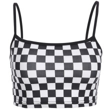 Very Cute Tank Tops For Women With Checkered Print Sleeveless Crop Vest Plaid Design Soft Stretch Fabric Fashionable Pullover Tops Slim Fit